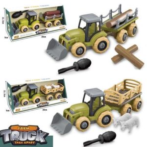 01544 - FARM TRACTOR W/TRAILER ASSORTED 2PC/SET