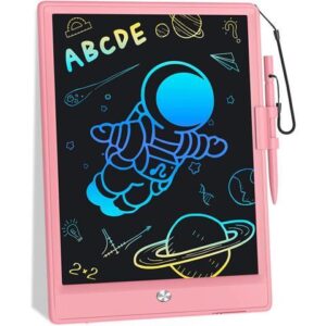 10 Inch LCD Writing Tablet with Anti-Lost Stylus, Erasable Doodle Board Colorful Toddler Drawing Pad, Car Travel School Games Toys for 3 4 5 6 7 8