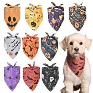 10 Pack Halloween Dog Bandanas Triangle Bibs Scarf Pet Kerchief Pumpkin Ghost