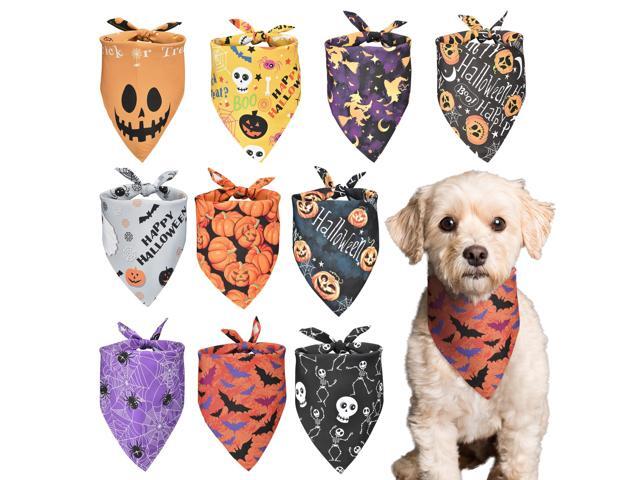 10 Pack Halloween Dog Bandanas Triangle Bibs Scarf Pet Kerchief Pumpkin Ghost