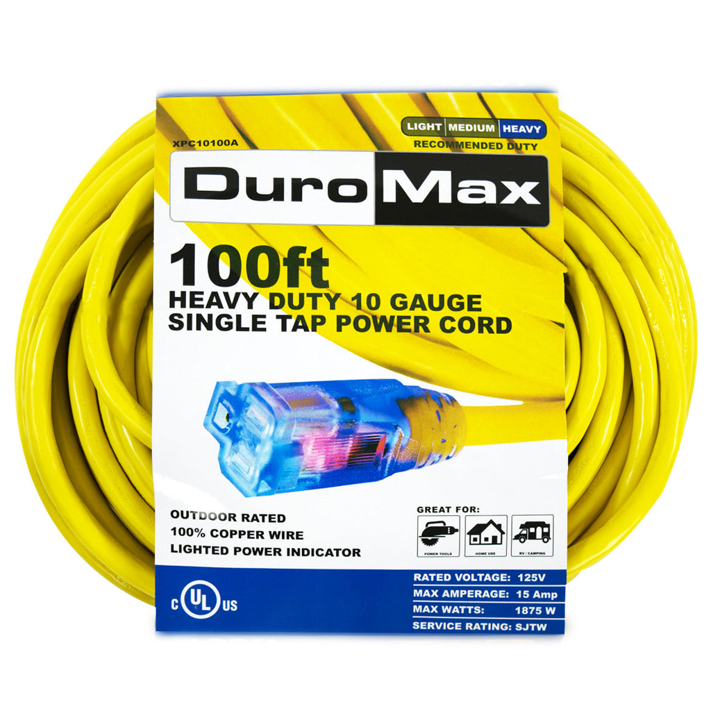 100-Foot 10 Gauge Single Tap Extension Power Cord