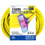 100-Foot 12 Gauge Triple Tap Extension Power Cord