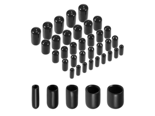 100pcs Round Rubber End Caps 1/8" 3/16" 1/4" 5/16" 3/8" Black Vinyl Cover Screw Thread Protectors Assortment Kit