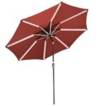 10ft Solar Power LED Patio Umbrella Market Parasol Cafe Sunshade Tilt with Crank
