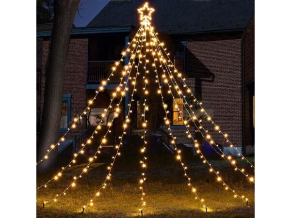 12 Ft Waterfall Cone Tree Light with 362 LED Star 9 Strings Christmas Warm White 12 Ft Waterfall Cone Tree Light with 362 LED Star 9 Strings Christmas Warm White