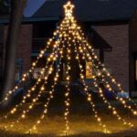 12 Ft Waterfall Cone Tree Light with 362 LED Star 9 Strings Christmas Warm White