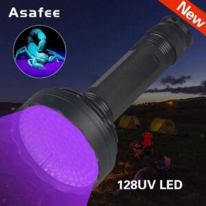128 UV LED Blacklight UV Flashlight LED Powerful Ultraviolet Black Light Scorpion Pet Urine Stain Detector Purple UV Light Torch