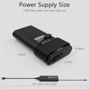 130W Laptop Charger USB C Power Adapter Compatible with Dell XPS 15 2in1 9575,Precision 5530 2in1 5550 5750 3550 3551 Latitude 7410 7310 7210 9410 9510 9575 5420 Power Supply Cord