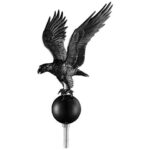 14" Flagpole Eagle Topper Finial Ornament for Telescopic Pole Black Yard Outdoor