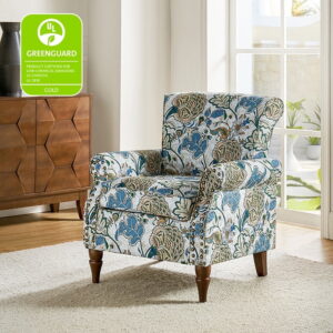 14 Karat Home Floral Accent Chair Upholstered Green Armchair Living Room