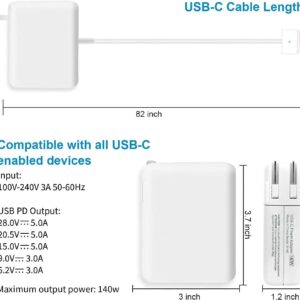 140W Mac Book Pro Charger,Charger for Mac Pro 16 14 inch Mac Air 15 13 inch 2025 2024 2023 2022 2021 M1 M2 M3 M4 Compatible with 140W 96W 70W USBC to Mag3 Power Adapter as Fast...