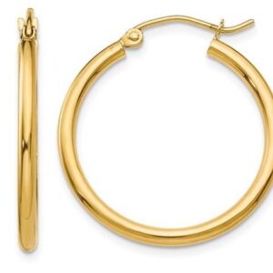 14K Yellow Gold Medium Classic Hoop Earrings 4/5 Inch (2.00mm)