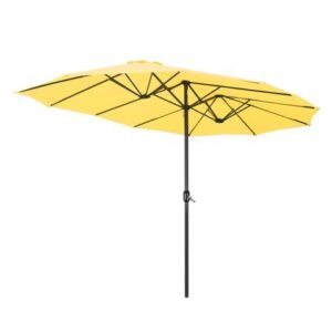 15 Ft Double-sided Patio Umbrella Sun Shade UV30+ Crank Outdoor Garden Market