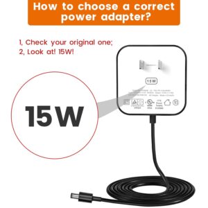 15W Power Adapter Replacement for Echo Pop, Dot 5th Gen, Dot 4th Gen, Dot 3rd Gen, Kids Edition, TV Cube Smart Speakers - Black Charger Cord Plug Long Cable, 5ft
