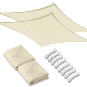 16x16 Ft 97% UV Block Square Sun Shade Sail Top Canopy Outdoor Patio Pool 2 Pack