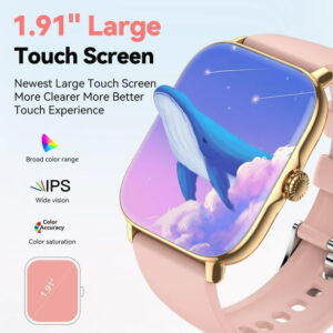 1.91-inch Men Women's Smartwatch with Answer/Make Calls/100+ Sports Modes/Message Reminder, IP67 Waterproof Step Tracker Activity Fitness Tracker Watch for Android iPhone...