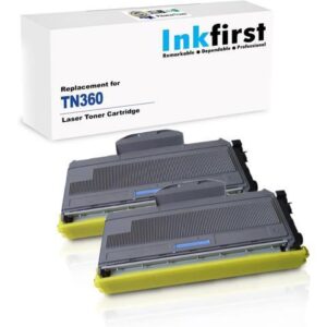 2 High Yield Inkfirst Toner Cartridge TN-360 (TN360) Compatible Remanufactured for Brother TN-360 Black MFC-7340 MFC-7345N MFC-7440N MFC-7840W HL-2140
