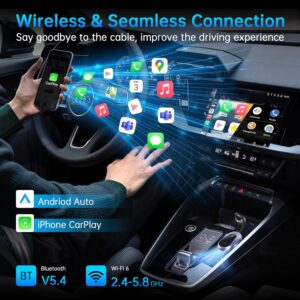 2-in-1 Wireless CarPlay & Android Auto Adapter, Converts Wired to Wireless CarPlay Adapter, Compatible with 800+ Car Models (2016+), Plug & Play for Seamless Apple CarPlay and...