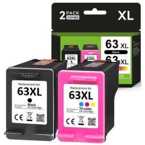 2 PACK 63XL F6U64AN F6U63AN for 63 Officejet 3830 5255 3832 5258 4650 printer