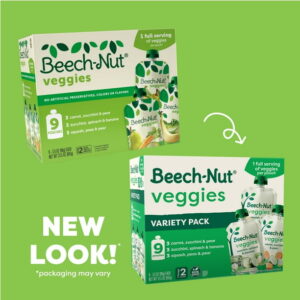 (2 pack) Beech-Nut Veggies Stage 2 Baby Food Variety Pack, 3.5 oz Pouch (9 Pack)