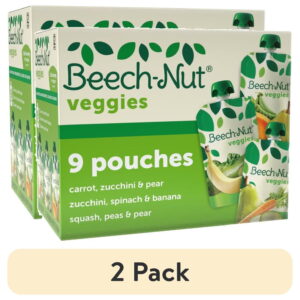 (2 pack) Beech-Nut Veggies Stage 2 Baby Food Variety Pack, 3.5 oz Pouch (9 Pack)