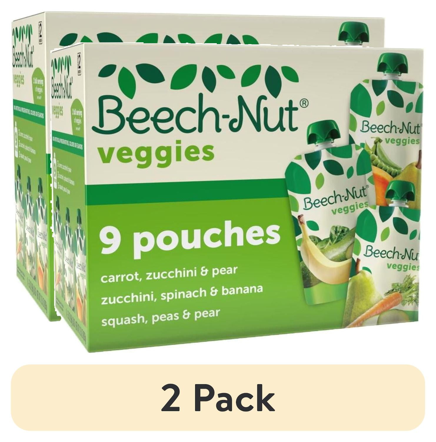 (2 pack) Beech-Nut Veggies Stage 2 Baby Food Variety Pack, 3.5 oz Pouch (9 Pack)