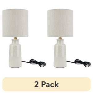 (2 pack) Better Homes & Gardens 17" Reactive Glaze Ceramic Table Lamp