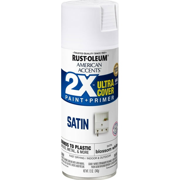 (2 pack) Blossom White, Rust-Oleum American Accents 2X Ultra Cover Satin Spray Paint- 12 oz