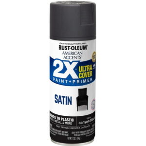 (2 pack) Canyon Black, Rust-Oleum American Accents 2X Ultra Cover Satin Spray Paint- 12 oz