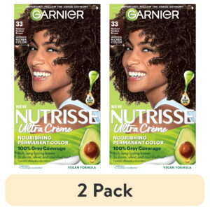 (2 pack) Garnier Nutrisse Nourishing Hair Color Creme, 33 Darkest Golden Brown
