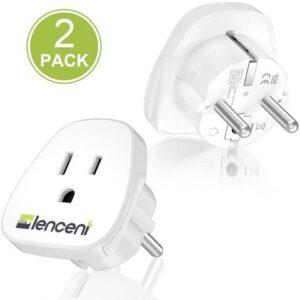 2 Pack,Germany France Travel Power Adapter, LENCENT Schuko European Travel Plug , Outlet Adaptor Charger for US to Europe EU German French Russia