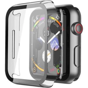 2 Pack Hard PC with Tempered Glass Screen Protector Case with Apple Watch Series 6/SE Series 5 Series 4 44mm, Overall Shockproof Protective Cover,