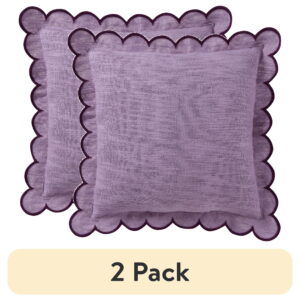 (2 pack) Home Decor Collection 19" x 19" Purple Scallop Flange Cotton-Rich Decorate Pillow