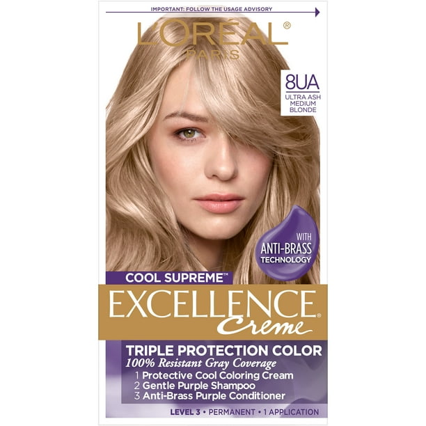 (2 pack) L'Oreal Paris Excellence Cool Supreme Permanent Hair Color, Ultra Ash Medium Blonde, 1 kit