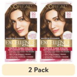 (2 pack) L'Oreal Paris Excellence Creme Permanent Triple Care Hair Color, Medium Golden Brown, 1 Kit