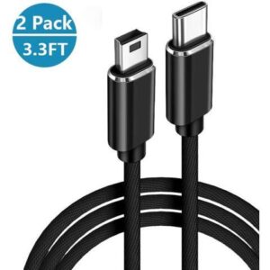 [2 Pack] Mini USB to USB C Cable, Type C to Mini USB B High Speed Adapter Converter Cable Cord Compatible with M-a-c-B-o-o-k Air/i-P-a-d Pro/i-M-a-c