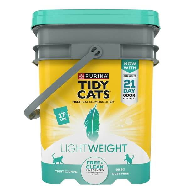 (2 pack) Purina Tidy Cats Lightweight Clumping Cat Litter, Unscented, Low Dust, Odor Control, 17 lb Pail
