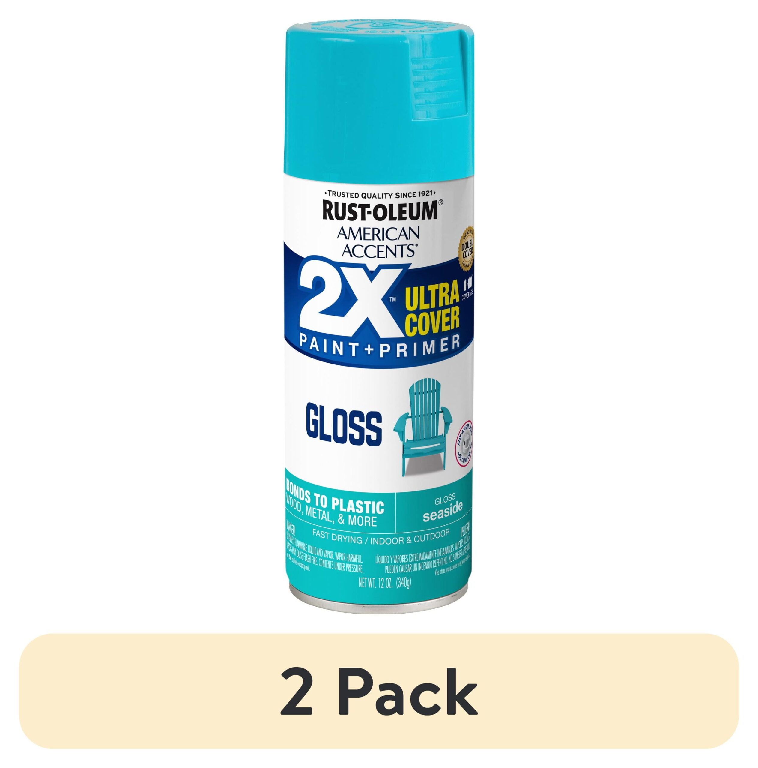 (2 pack) Seaside, Rust-Oleum American Accents 2X Ultra Cover Gloss Spray Paint- 12 oz