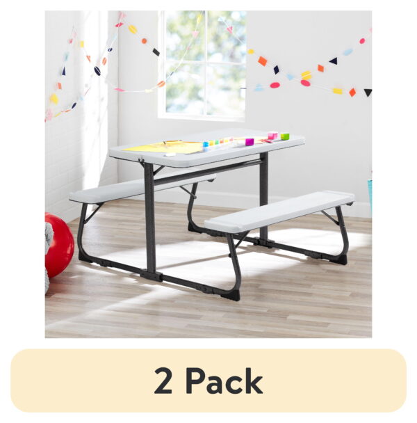 (2 pack) Your Zone Folding Kid's Picnic Activity Table for Ages 3-8, White (2 pack) Your Zone Folding Kid's Picnic Activity Table for Ages 3-8, White