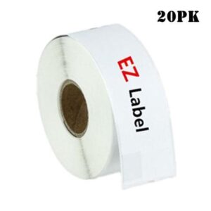 20 PK EZLabel Dymo Compatible 30320 LabelWriter Self-Adhesive White Address Labels, 1-1/8" x 3-1/2" (260 Labels Per Roll)