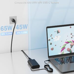 2025 New Slim 65W USB C Laptop Charger for Lenovo Thinkpad/Yoga/Chromebook Computer Type C Fast Charging Power Cord Ac Adapter