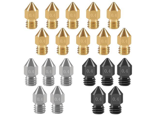 20PCS 3D Printer Hardened Steel +Stainless Steel +Brass Extruder Nozzle MK8 Nozzles 0.4mm,for Creality Ender 3 Ender 3 V2 Ender 3 Pro CR-10 Makerbot