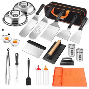 22PCS Griddle Accessories Kit, Flat Top Grill Accessories Set for Blackstone and Camp Chef, Grill Spatula Set with Enlarged Spatulas, Basting Cover, Scraper,Silicone Grill Mat...