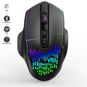 2.4G Wireless Bluetooth Mouse, Bluetooth RGB Rechargeable Gaming Mouse Wireless Computer Silent Mause LED Backlit 1600 DPI Ergonomic Gaming Mouse for