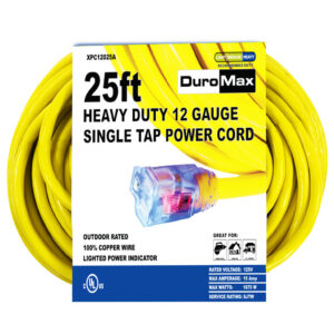 25-Foot 12 Gauge Single Tap Extension Power Cord
