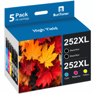 252 252XL Ink Cartridge for Epson Ink 252 252XL Combo Pack (Black Cyan Magenta Yellow, 5 Pack)