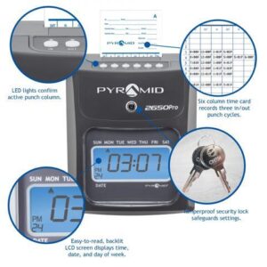 2650 Pro Auto Aligning Time Clock LCD Display Charcoal