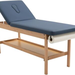 27.5" Width Comfortable Medical Exam Table & Bed with Wooden Storage Base and Paper Holder for Treatment Clincal (Blue)