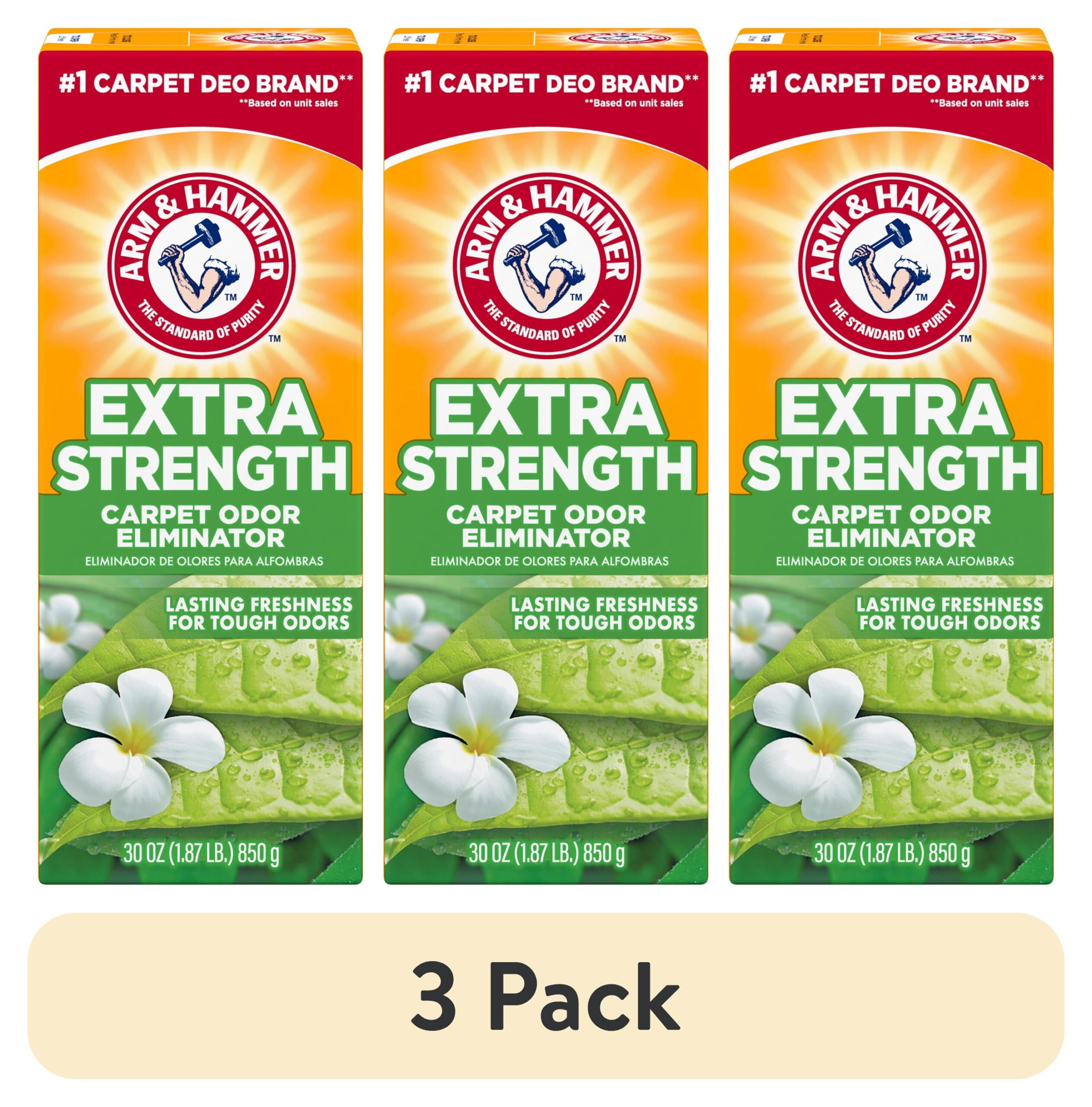 (3 pack) ARM & HAMMER Extra Strength Carpet Odor Eliminator Powder, Fresh Scent, 30 oz