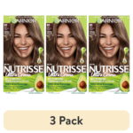 (3 pack) Garnier Nutrisse Nourishing Hair Color Creme, 061 Light Ash Brown Mochaccino